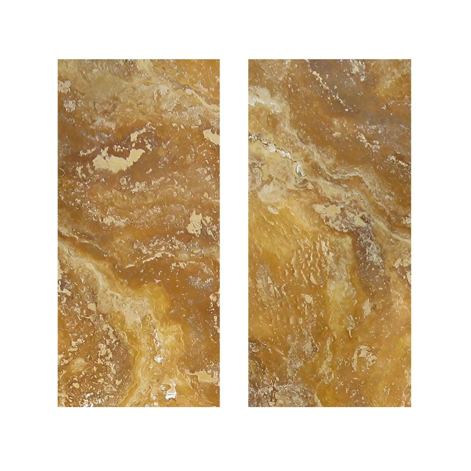 Special Cut | 9x18 Gold / Yellow Travertine Filled & Polished Tile Special Cut | 9x18 Gold / Yellow Travertine Filled & Polished Tile - American Tile Depot