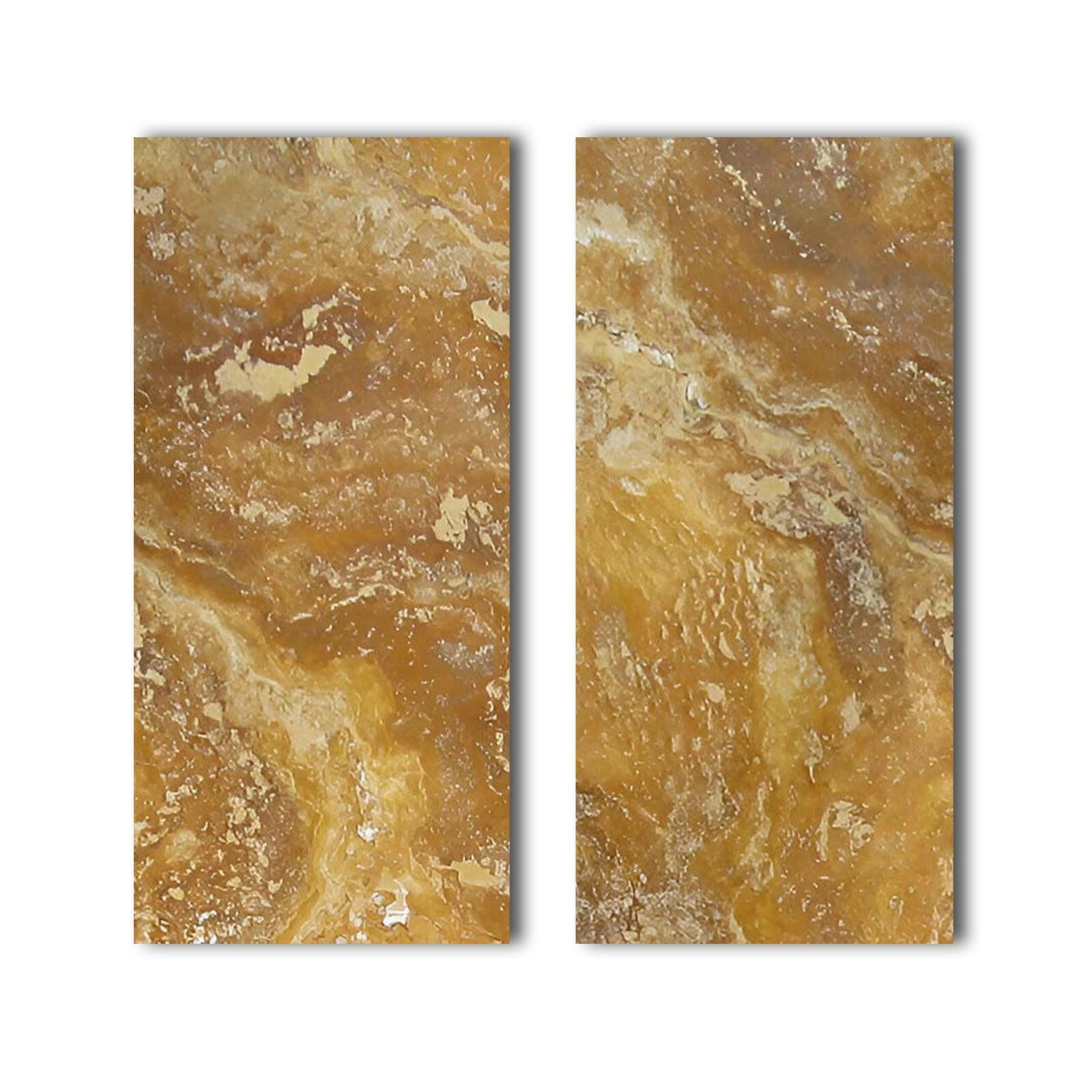 Special Cut | 9x18 Gold / Yellow Travertine Filled & Polished Tile Special Cut | 9x18 Gold / Yellow Travertine Filled & Polished Tile - American Tile Depot