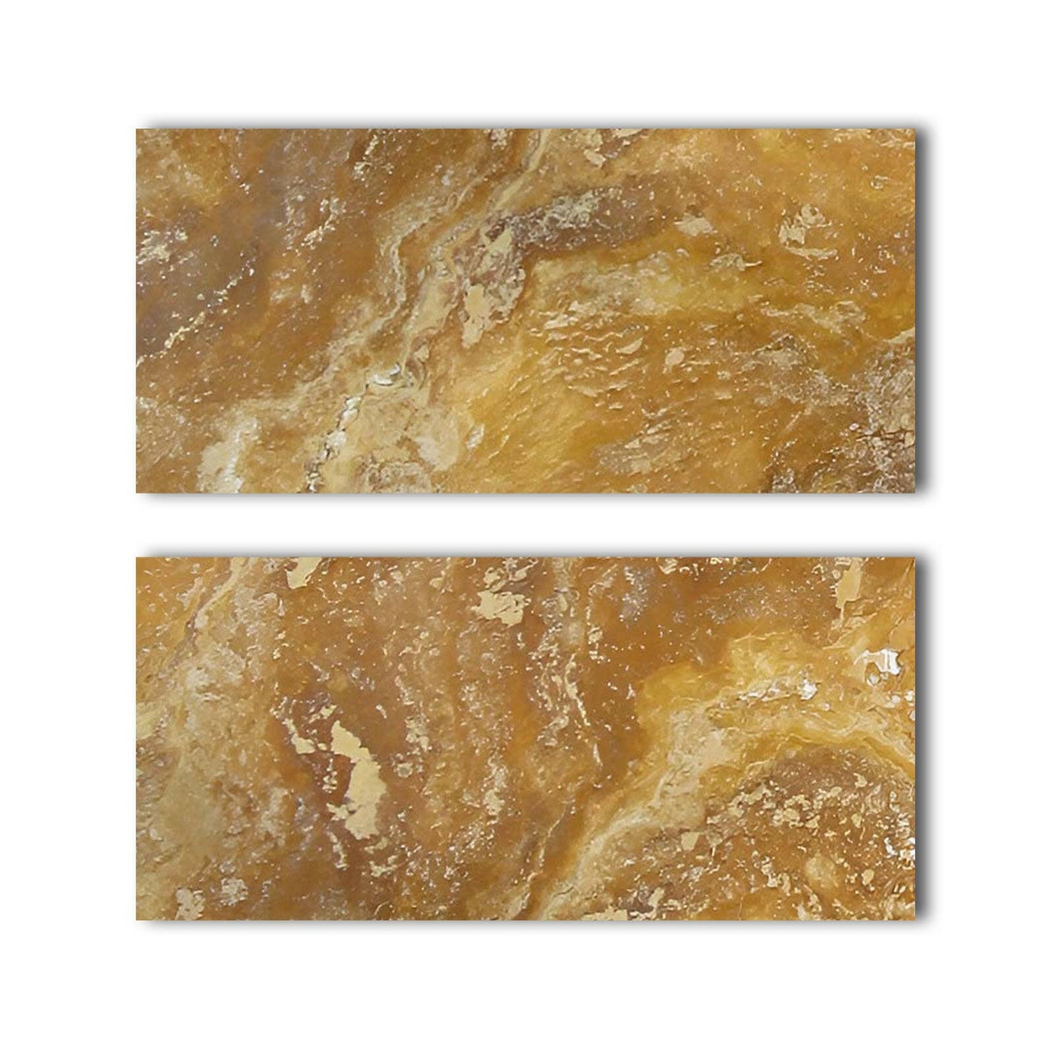 Special Cut | 9x18 Gold / Yellow Travertine Filled & Polished Tile Special Cut | 9x18 Gold / Yellow Travertine Filled & Polished Tile - American Tile Depot