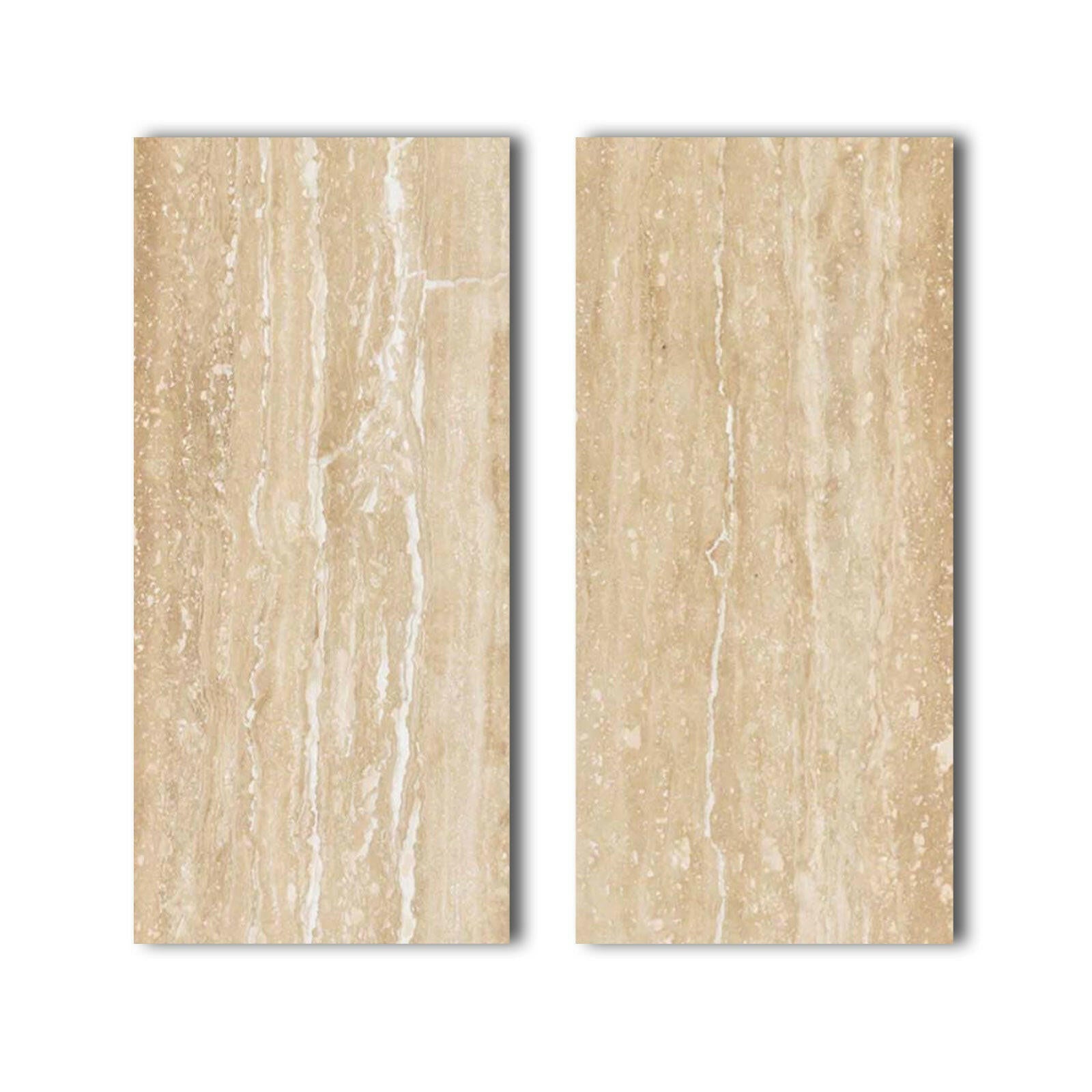 Special Cut | 9x18 Ivory Travertine Vein Cut Filled & Polished Tile Special Cut | 9x18 Ivory Travertine Vein Cut Filled & Polished Tile - American Tile Depot