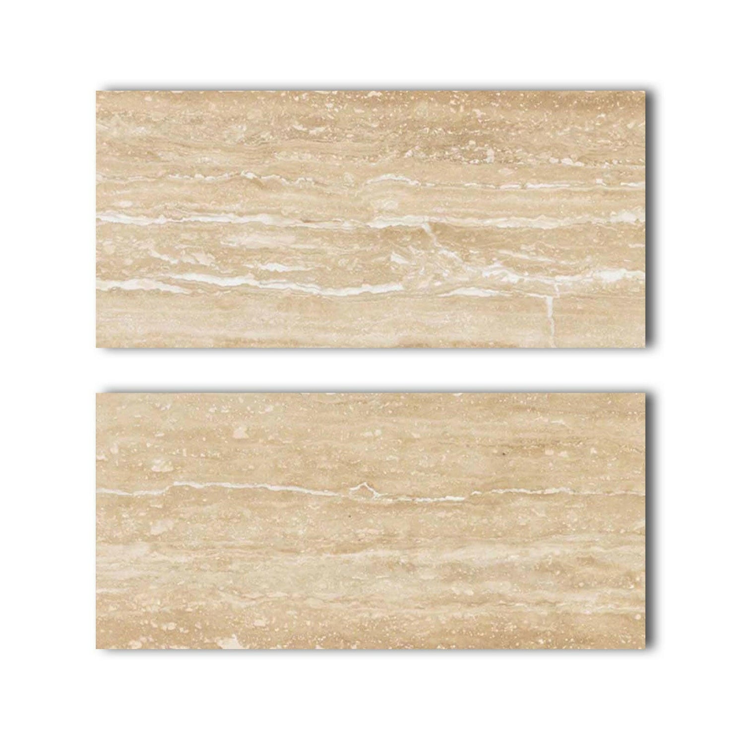 Special Cut | 9x18 Ivory Travertine Vein Cut Filled & Polished Tile Special Cut | 9x18 Ivory Travertine Vein Cut Filled & Polished Tile - American Tile Depot