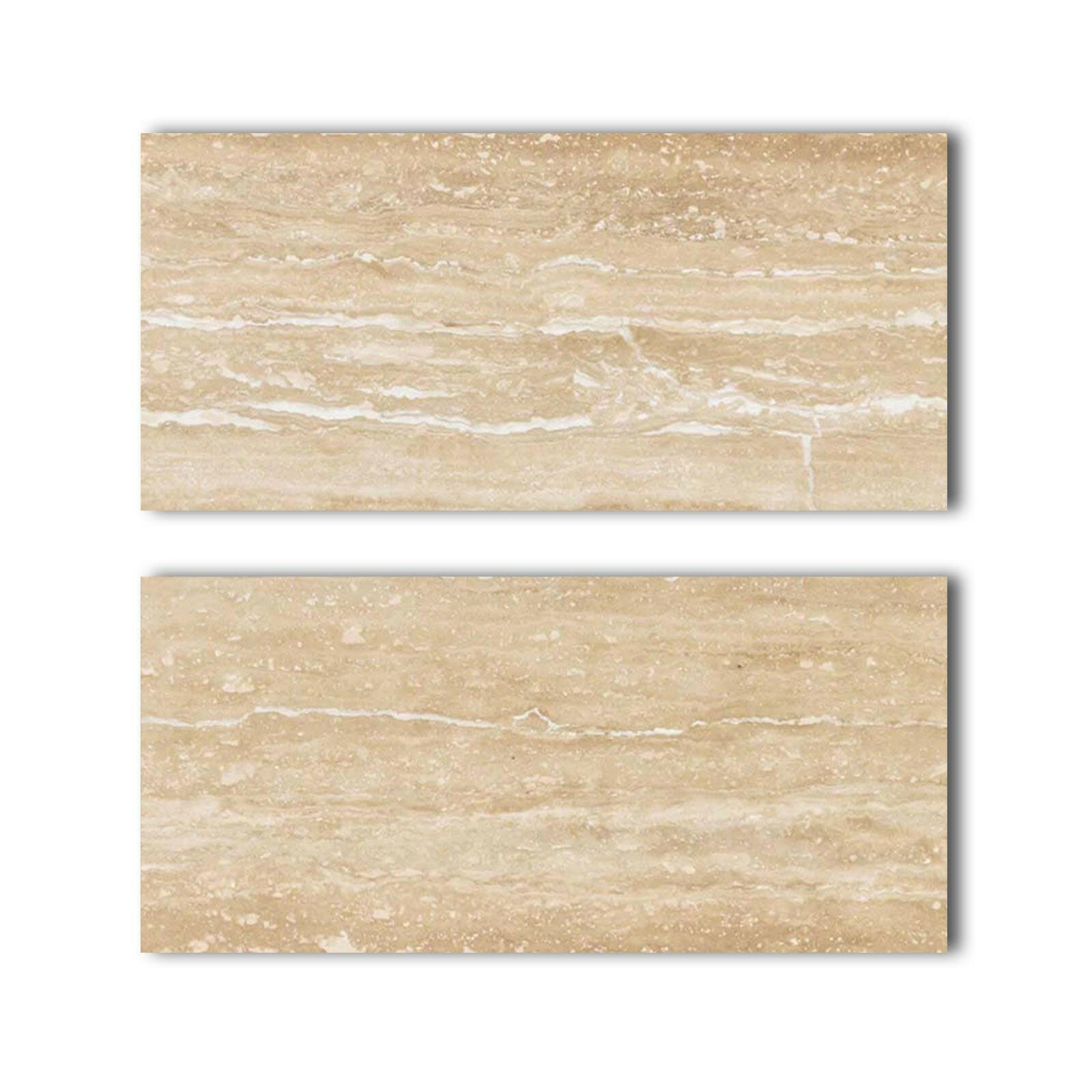 Special Cut | 9x18 Ivory Travertine Vein Cut Filled & Polished Tile Special Cut | 9x18 Ivory Travertine Vein Cut Filled & Polished Tile - American Tile Depot