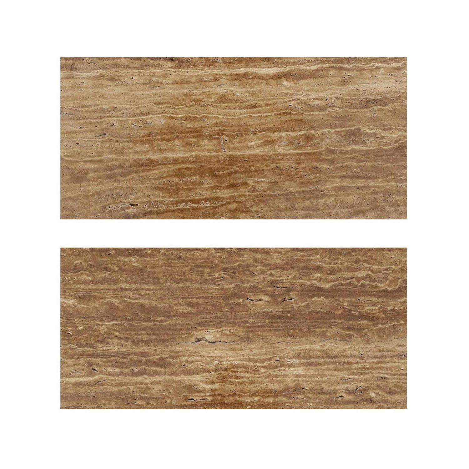 Special Cut | 9x18 Noce Exotic Travertine (Vein-Cut) Filled & Polished Tile Special Cut | 9x18 Noce Exotic Travertine (Vein-Cut) Filled & Polished Tile - American Tile Depot