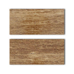 Special Cut | 9x18 Noce Exotic Travertine (Vein-Cut) Filled & Polished Tile Special Cut | 9x18 Noce Exotic Travertine (Vein-Cut) Filled & Polished Tile - American Tile Depot