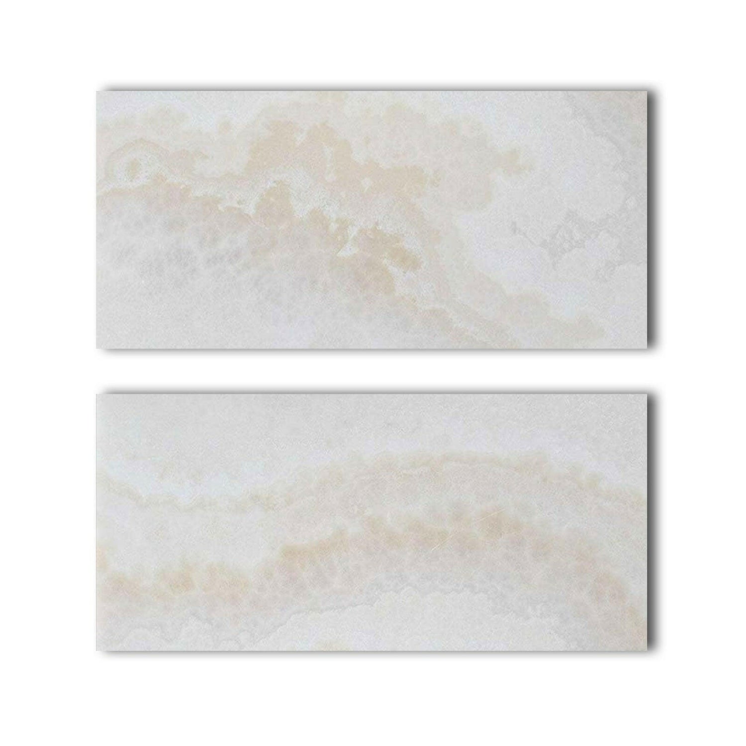Special Cut | 9x18 Premium White Onyx CROSS-CUT Polished Tile Special Cut | 9x18 Premium White Onyx CROSS-CUT Polished Tile - American Tile Depot