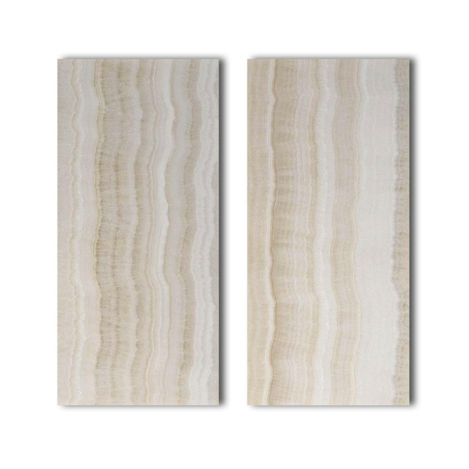 Special Cut | 9x18 Premium White Onyx VEIN-CUT Polished Tile Special Cut | 9x18 Premium White Onyx VEIN-CUT Polished Tile - American Tile Depot