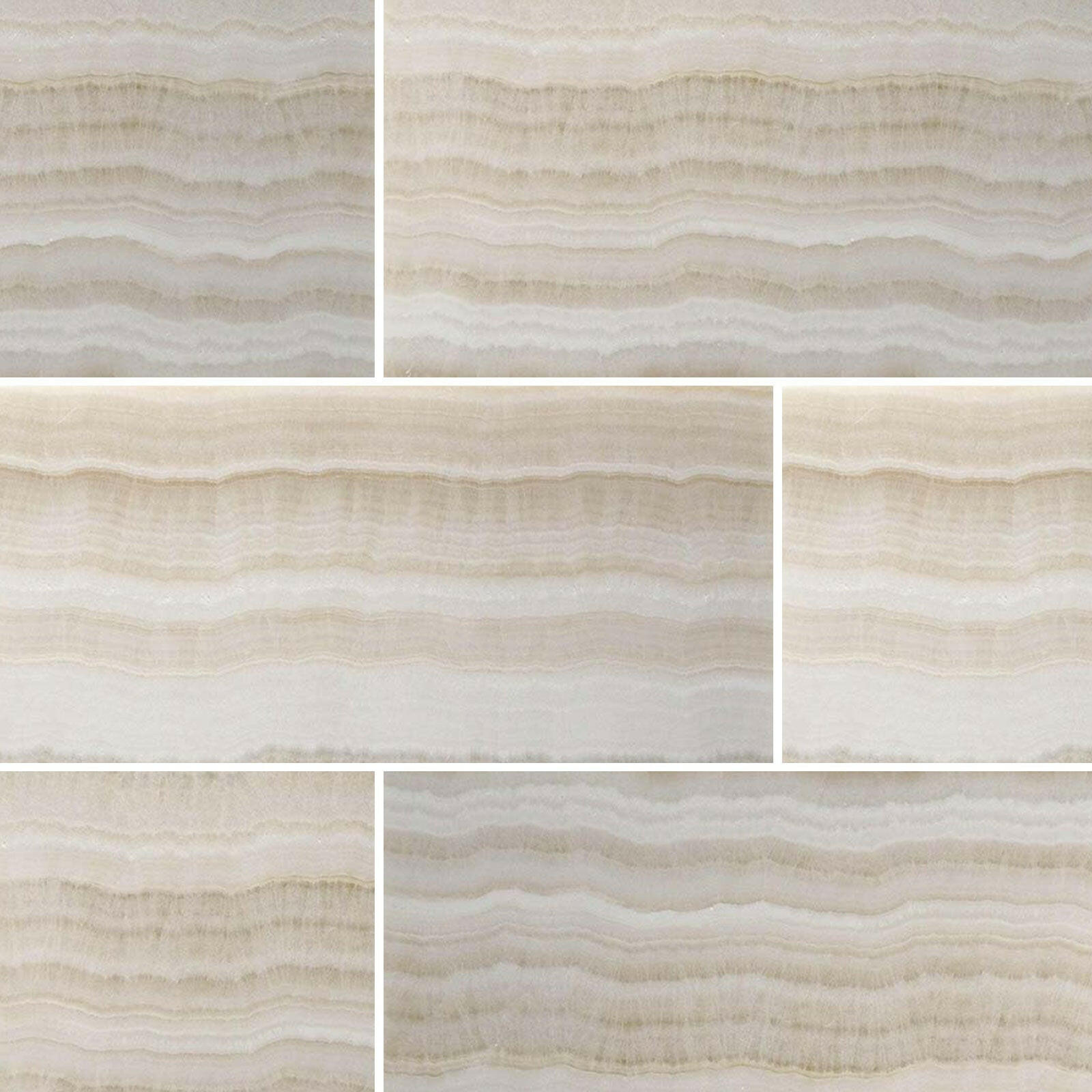 Special Cut | 9x18 Premium White Onyx VEIN-CUT Polished Tile Special Cut | 9x18 Premium White Onyx VEIN-CUT Polished Tile - American Tile Depot
