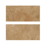 Special Cut | 9x18 Walnut Travertine Filled & Polished Tile Special Cut | 9x18 Walnut Travertine Filled & Polished Tile - American Tile Depot