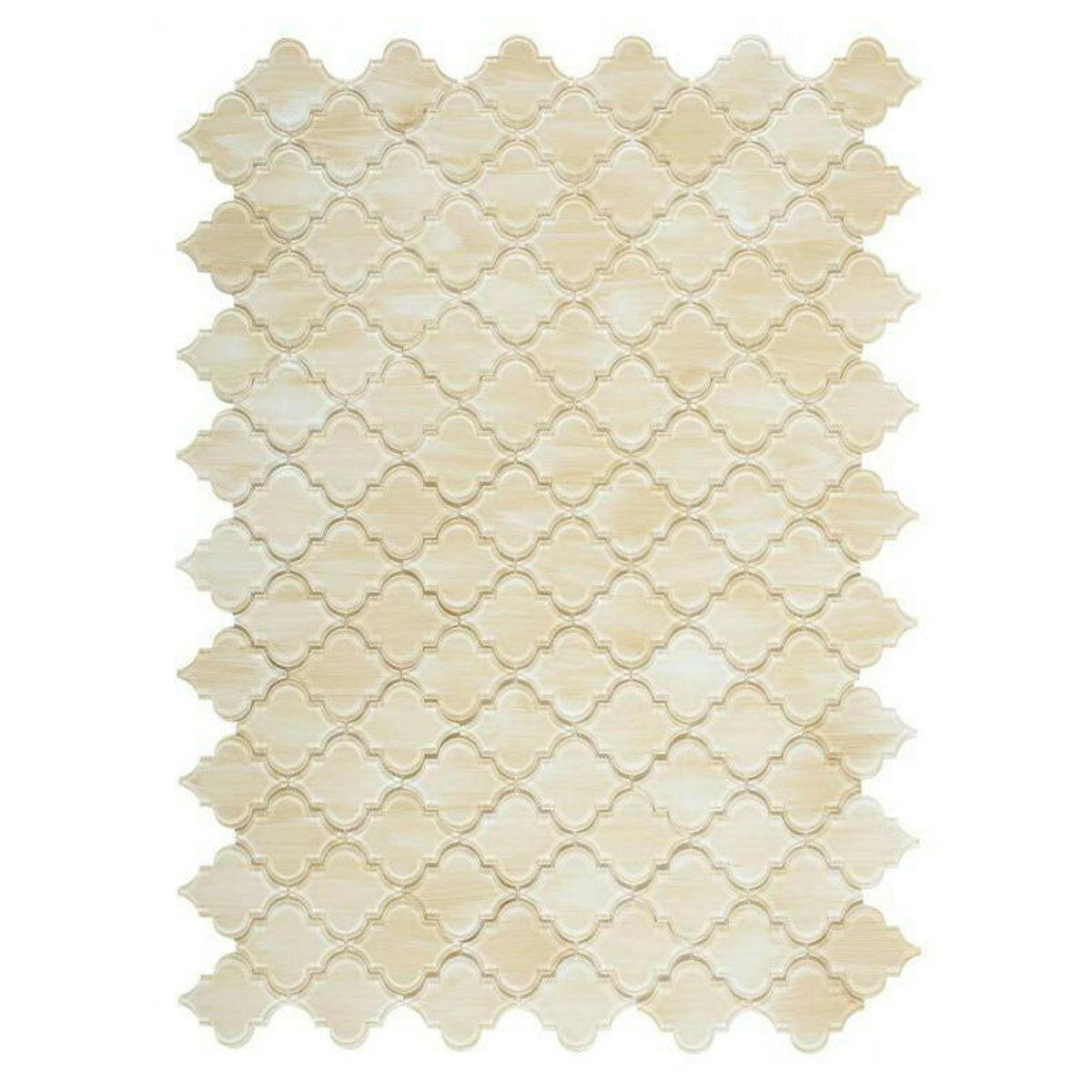 Sultan Beige Stroke Glossy Arabesque Glass Mosaic Tile - American Tile Depot