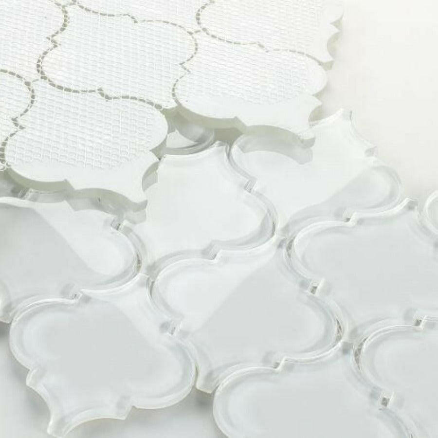 Sultan White Shining Glossy Arabesque Glass Mosaic Tile Sultan White Shining Glossy Arabesque Glass Mosaic Tile - American Tile Depot