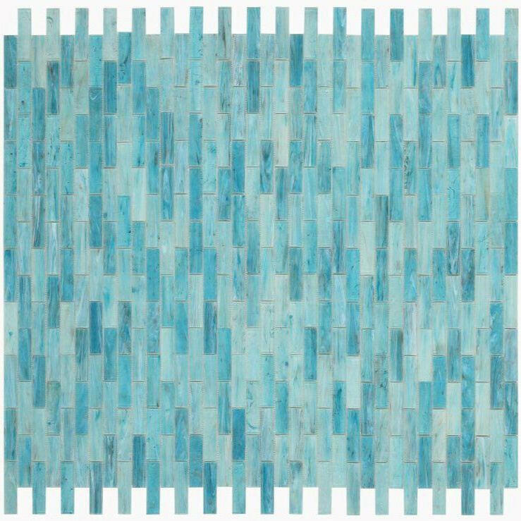 Summer Blue Linear Glass Mosaic Wall Tile Summer Blue Linear Glass Mosaic Wall Tile - American Tile Depot