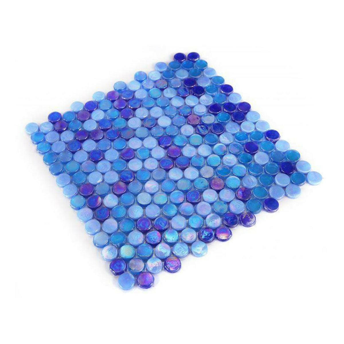 Summer Ocean Penny Circular Glass Mosaic Tile Summer Ocean Penny Circular Glass Mosaic Tile - American Tile Depot