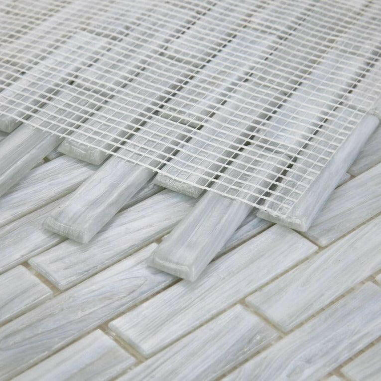 Summer Soft Grey Linear Glass Mosaic Tile Summer Soft Grey Linear Glass Mosaic Tile - American Tile Depot