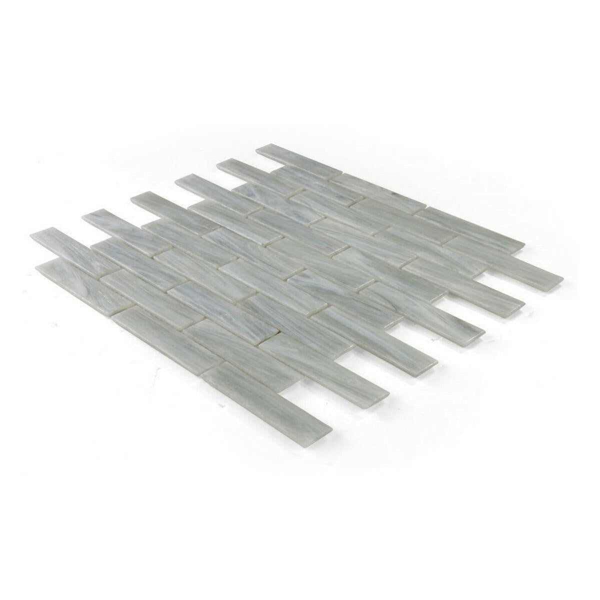 Summer Soft Grey Linear Glass Mosaic Tile Summer Soft Grey Linear Glass Mosaic Tile - American Tile Depot