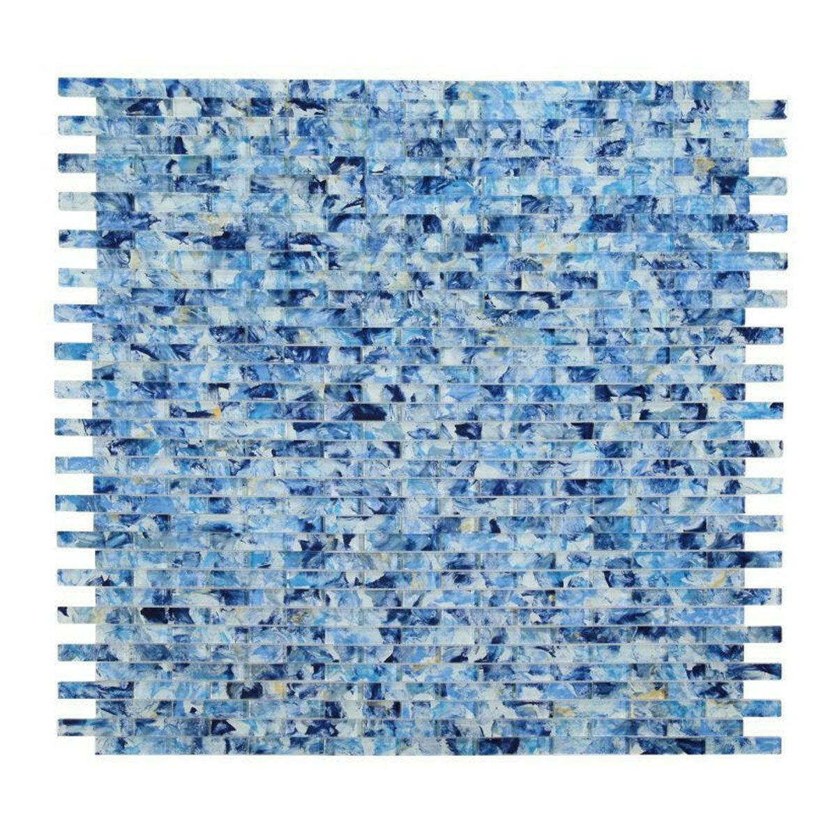 Summer Watercolor Blue Linear Glass Mosaic Tile Summer Watercolor Blue Linear Glass Mosaic Tile - American Tile Depot