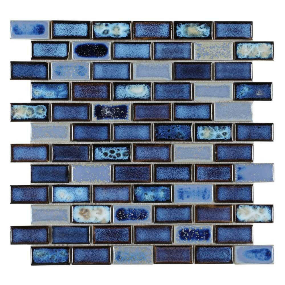 Tango Royal Blue Brick Porcelain Mosaic Tile Tango Royal Blue Brick Porcelain Mosaic Tile - American Tile Depot