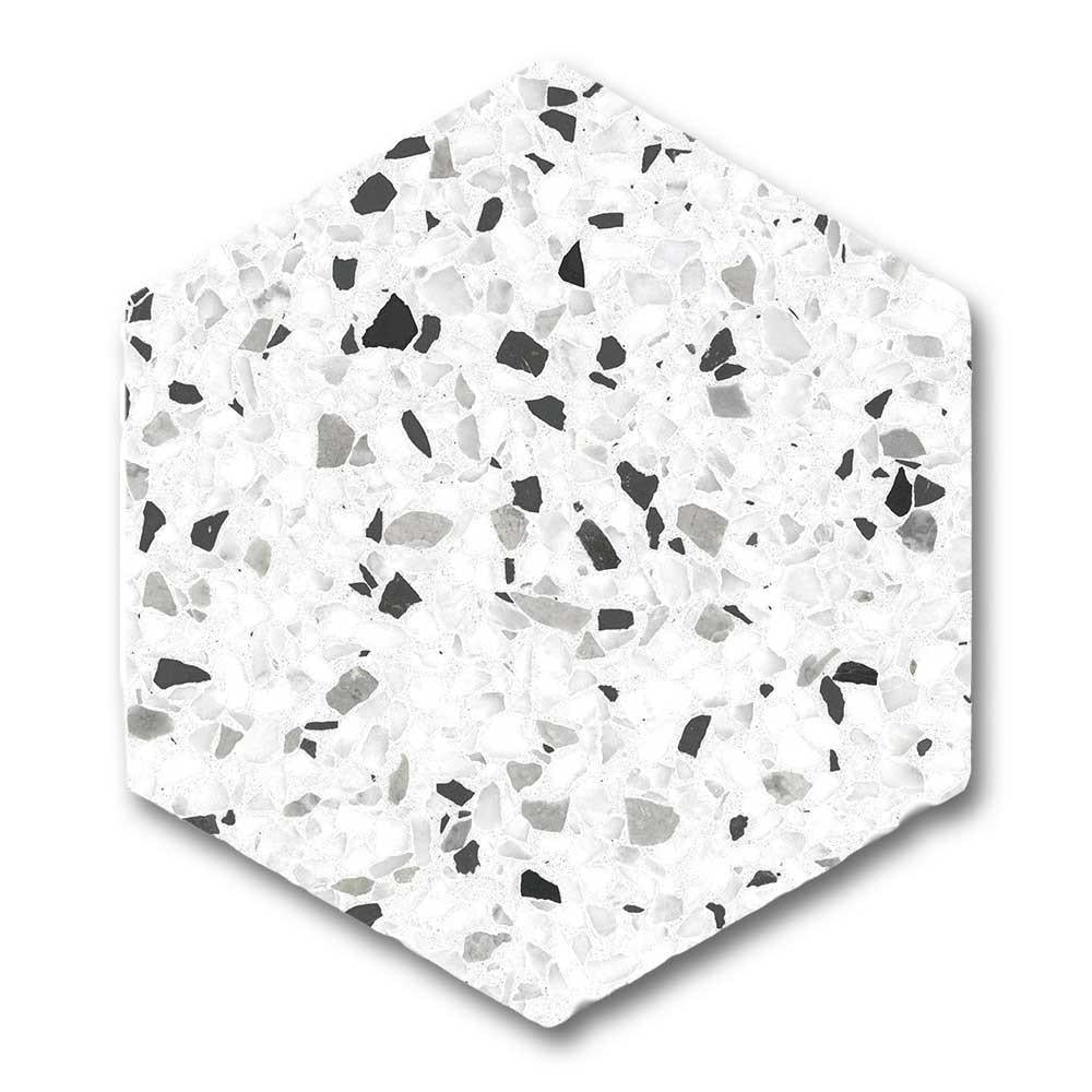 Tempo Black Matte Terrazzo Look 8" Hexagon Porcelain Tile Tempo Black Matte Terrazzo Look 8" Hexagon Porcelain Tile - American Tile Depot
