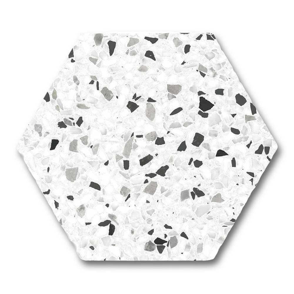Tempo Black Matte Terrazzo Look 8" Hexagon Porcelain Tile Tempo Black Matte Terrazzo Look 8" Hexagon Porcelain Tile - American Tile Depot