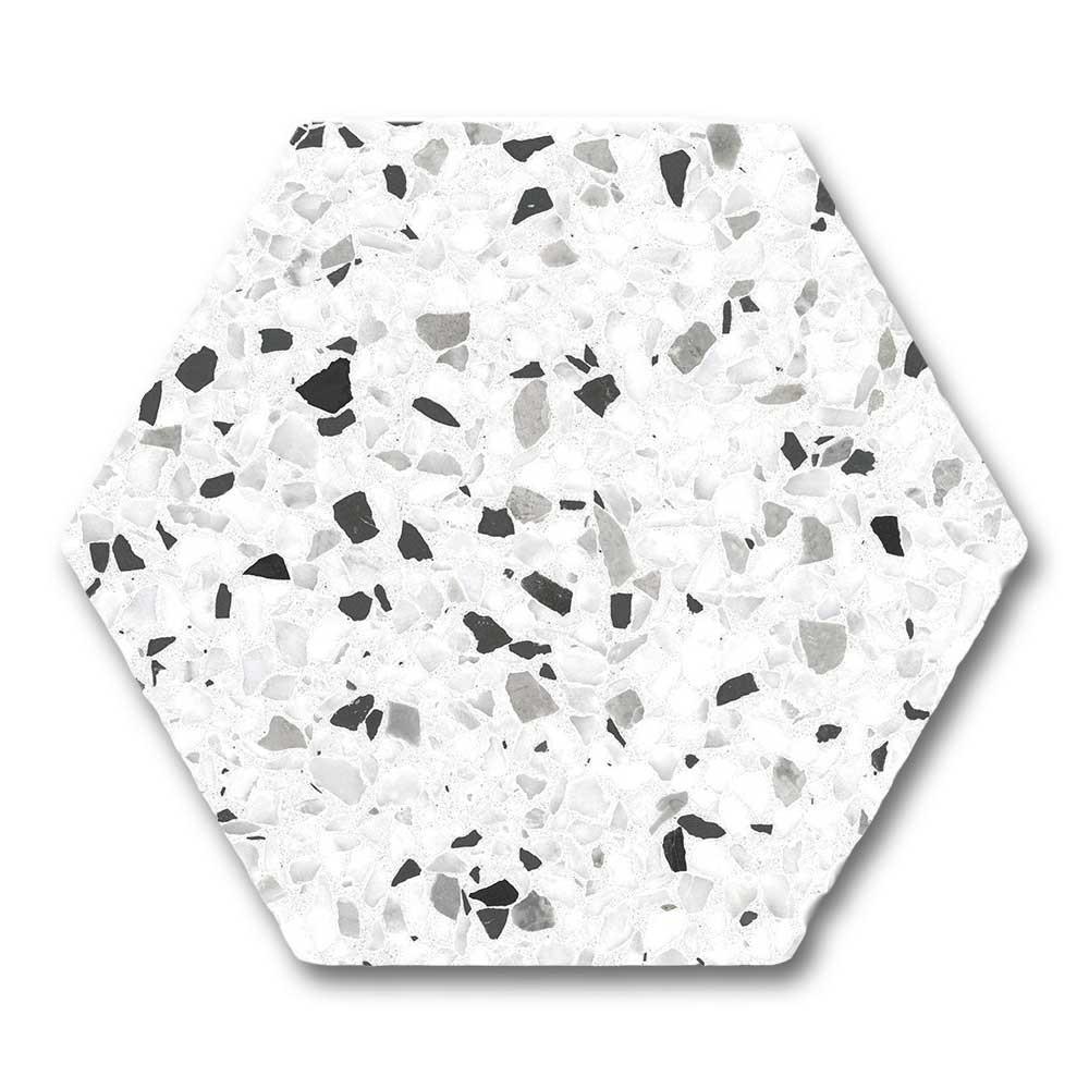 Tempo Black Matte Terrazzo Look 8" Hexagon Porcelain Tile Tempo Black Matte Terrazzo Look 8" Hexagon Porcelain Tile - American Tile Depot
