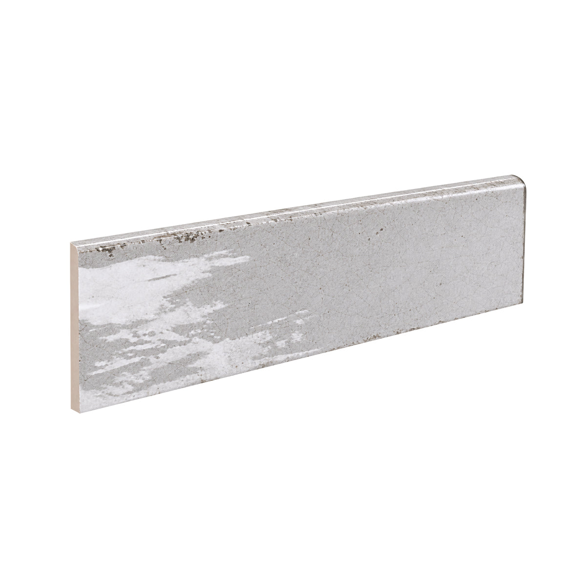 3x12 Faience Tender Gray Glossy Ceramic Bullnose Tile - American Tile Depot