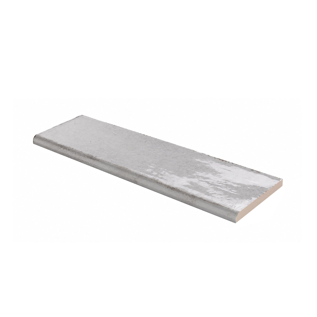 3x12 Faience Tender Gray Glossy Ceramic Bullnose Tile - American Tile Depot