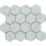 Terrazzo Gold Marble Polished 3" Hexagon Mosaic Tile Terrazzo Gold Marble Polished 3" Hexagon Mosaic Tile - American Tile Depot