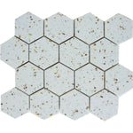 Terrazzo Gold Marble Polished 3" Hexagon Mosaic Tile Terrazzo Gold Marble Polished 3" Hexagon Mosaic Tile - American Tile Depot