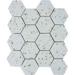 Terrazzo Gold Marble Polished 3" Hexagon Mosaic Tile Terrazzo Gold Marble Polished 3" Hexagon Mosaic Tile - American Tile Depot