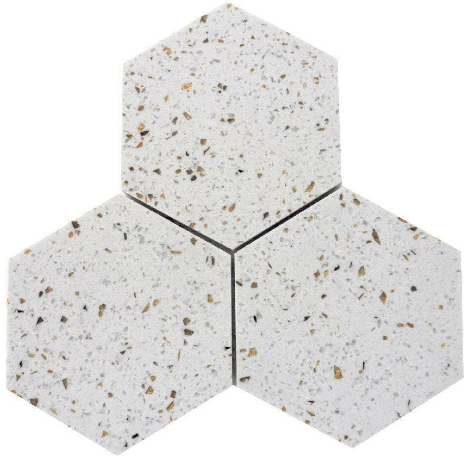 Terrazzo Gold Marble Polished 6" Hexagon Tile Terrazzo Gold Marble Polished 6" Hexagon Tile - American Tile Depot