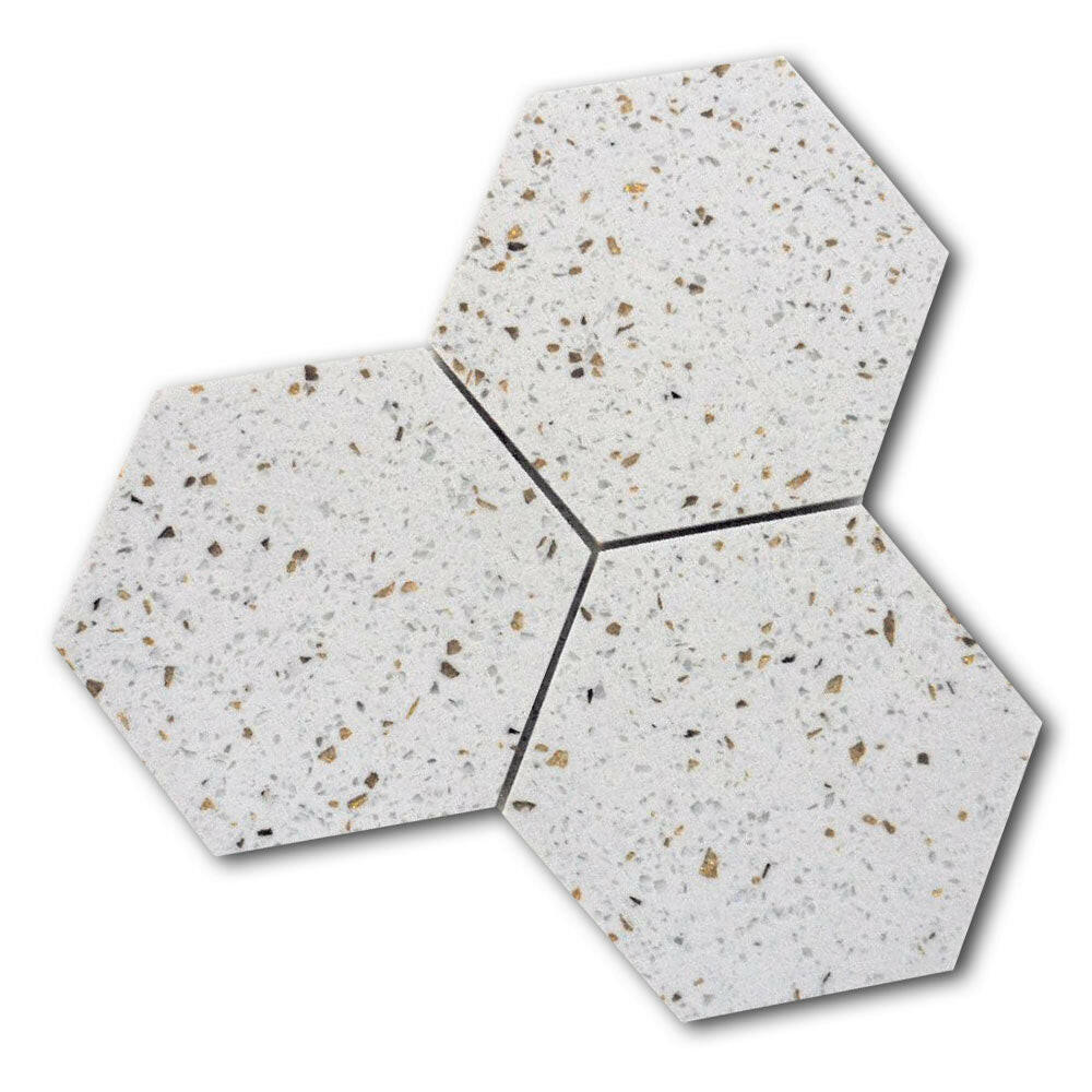 Terrazzo Gold Marble Polished 6" Hexagon Tile Terrazzo Gold Marble Polished 6" Hexagon Tile - American Tile Depot