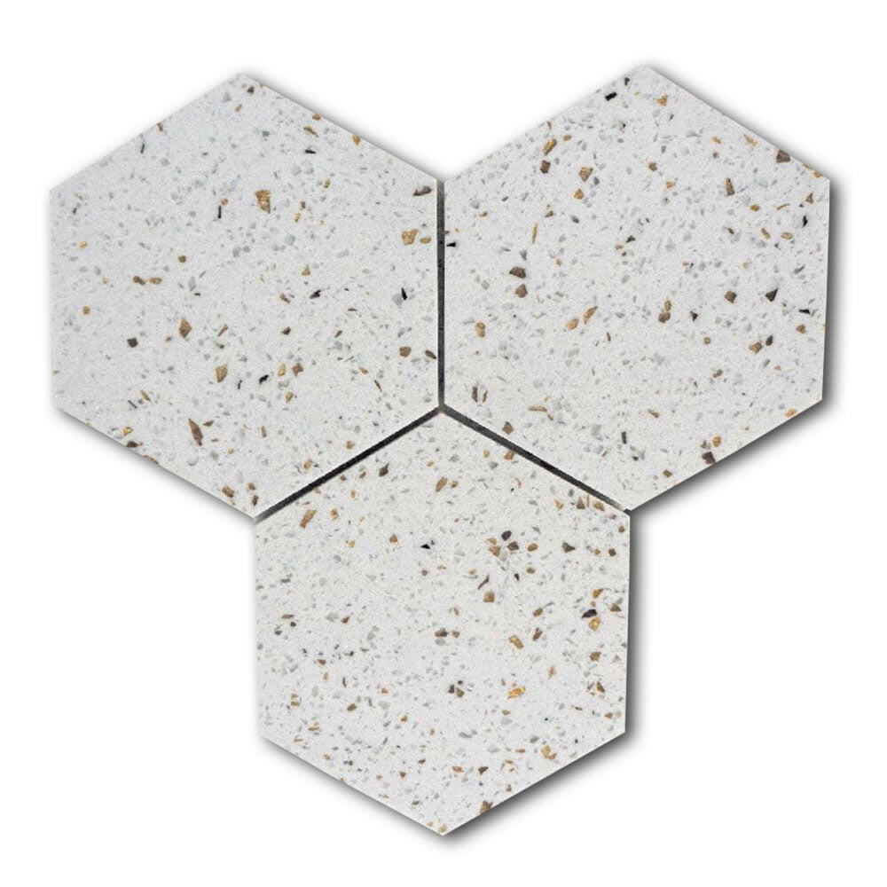 Terrazzo Gold Marble Polished 6" Hexagon Tile Terrazzo Gold Marble Polished 6" Hexagon Tile - American Tile Depot
