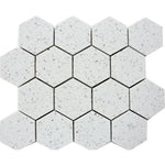 Terrazzo Silver Marble Polished 3" Hexagon Mosaic Tile Terrazzo Silver Marble Polished 3" Hexagon Mosaic Tile - American Tile Depot