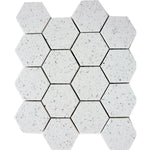 Terrazzo Silver Marble Polished 3" Hexagon Mosaic Tile Terrazzo Silver Marble Polished 3" Hexagon Mosaic Tile - American Tile Depot