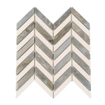 Thassos White & Blue-Grey Marble Chevron Blue Marble Mosaic Polished Tile Thassos White & Blue-Grey Marble Chevron Blue Marble Mosaic Polished Tile - American Tile Depot