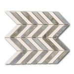 Thassos White & Blue-Grey Marble Chevron Blue Marble Mosaic Polished Tile Thassos White & Blue-Grey Marble Chevron Blue Marble Mosaic Polished Tile - American Tile Depot