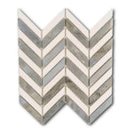 Thassos White & Blue-Grey Marble Chevron Blue Marble Mosaic Polished Tile Thassos White & Blue-Grey Marble Chevron Blue Marble Mosaic Polished Tile - American Tile Depot
