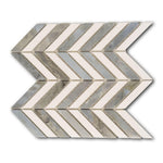 Thassos White & Blue-Grey Marble Chevron Blue Marble Mosaic Polished Tile Thassos White & Blue-Grey Marble Chevron Blue Marble Mosaic Polished Tile - American Tile Depot