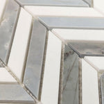 Thassos White & Blue-Grey Marble Chevron Blue Marble Mosaic Polished Tile Thassos White & Blue-Grey Marble Chevron Blue Marble Mosaic Polished Tile - American Tile Depot
