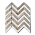 Thassos White & Blue-Grey Marble Chevron Blue Marble Mosaic Polished Tile Thassos White & Blue-Grey Marble Chevron Blue Marble Mosaic Polished Tile - American Tile Depot