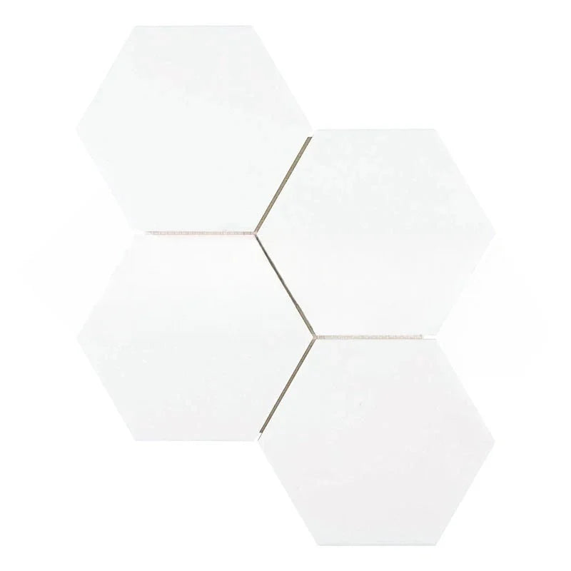 Thassos White Marble Honed 6" Hexagon Mosaic Tile Thassos White Marble Honed 6" Hexagon Mosaic Tile - American Tile Depot