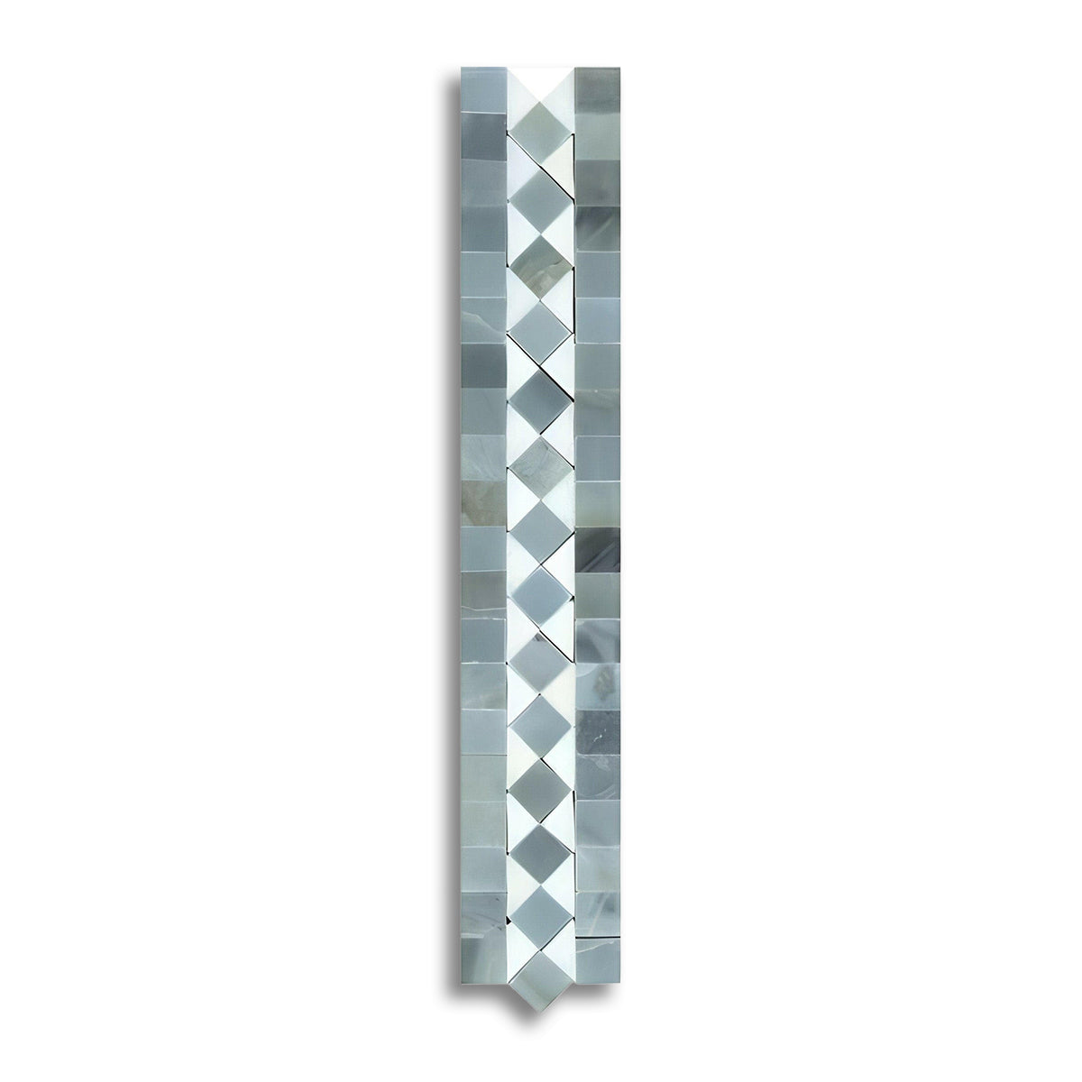 Thassos White Marble Polished BIAS Border Listello w/ Blue-Gray Dots