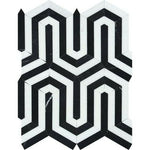Thassos White Marble Honed Berlinetta Mosaic Tile w/ Black Strips Thassos White Marble Honed Berlinetta Mosaic Tile w/ Black Strips - American Tile Depot