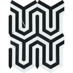 Thassos White Marble Honed Berlinetta Mosaic Tile w/ Black Strips Thassos White Marble Honed Berlinetta Mosaic Tile w/ Black Strips - American Tile Depot