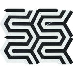 Thassos White Marble Honed Berlinetta Mosaic Tile w/ Black Strips Thassos White Marble Honed Berlinetta Mosaic Tile w/ Black Strips - American Tile Depot
