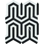 Thassos White Marble Honed Berlinetta Mosaic Tile w/ Black Strips Thassos White Marble Honed Berlinetta Mosaic Tile w/ Black Strips - American Tile Depot