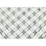 Thassos White Marble Honed Florida Flower Mosaic Tile (Thassos + White Carrara + Blue-Gray) Thassos White Marble Honed Florida Flower Mosaic Tile (Thassos + White Carrara + Blue-Gray) - American Tile Depot