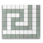 Thassos White Marble Honed Greek Key Border Corner w/ Ming Green Dots - American Tile Depot