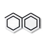 Thassos White Marble Polished 5" Hexagon Combination Mosaic Tile w/ Black Border - American Tile Depot