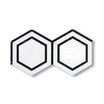 Thassos White Marble Polished 5" Hexagon Combination Mosaic Tile w/ Black Border - American Tile Depot