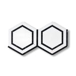 Thassos White Marble Polished 5" Hexagon Combination Mosaic Tile w/ Black Border - American Tile Depot